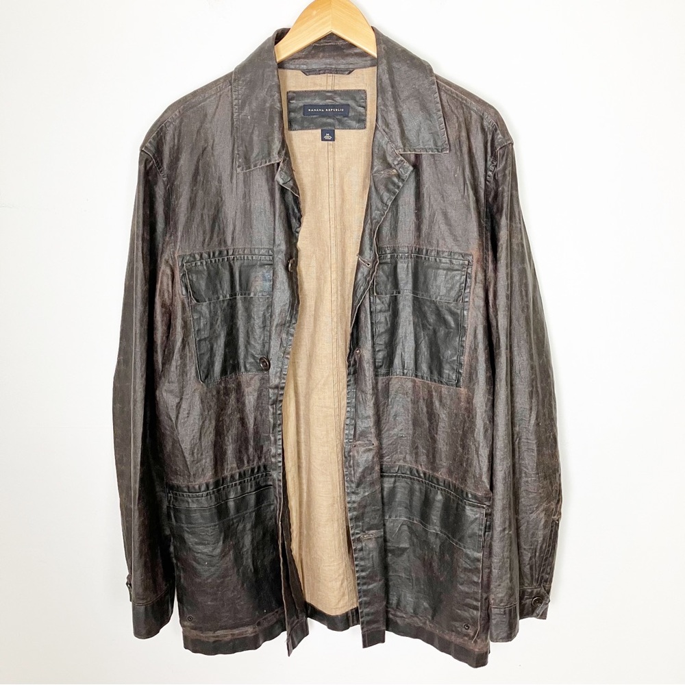 Banana Republic pressed linen leather Jacket